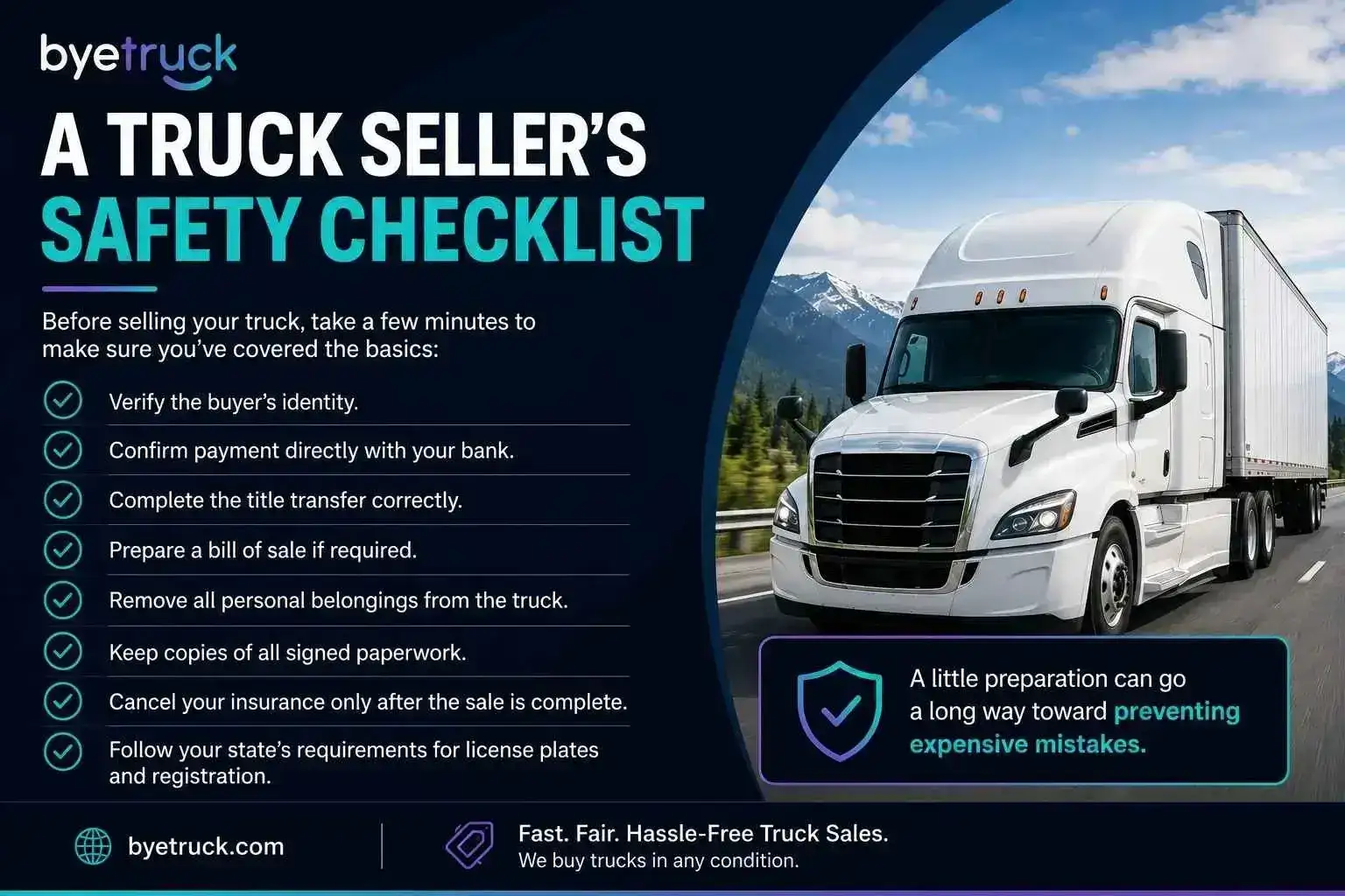 a safety checklist for truck sellers detailing essential safety measures and protocols for vehicle sales